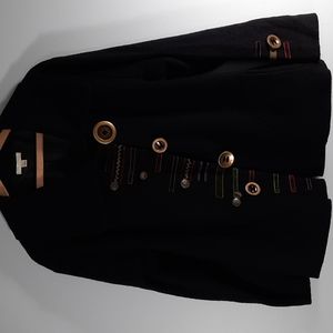 Carson Black with gold buttons wool coat SZ XL/TG.